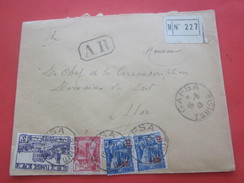 1942 Lettre & Document Recommandé AR Gafsa Tunisie Timbres Aff. Composé France (ex-colonie & Protectorat)1930-1955 Sfax - Lettres & Documents
