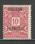 French Sudan 1921,10c,Postage Due,Sc J2,F-VF MH* (P-5) - Nuevos