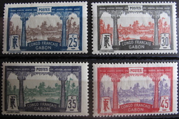 LOT R3586/815 - 1910 - COLONIES FR. - GABON - N°33 à 38 - N*/NSG/☉- Cote : 24,50 € - Nuevos