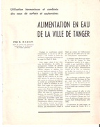 ALIMENTATION EN EAU De La Ville De TANGER, Maroc, Par R. HAZAN ; Graphiques, Plans , Carte; Statistiques; 1962 - Obras Públicas