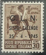 CLN SESTO CALENDE 1945  MONUMENTS DESTROYED OVERPRINTED MONUMENTI DISTRUTTI SOPRASTAMPATO 30 CENT. MNH - Comite De Liberación Nacional (CLN)