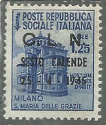 CLN SESTO CALENDE 1945  MONUMENTS DESTROYED OVERPRINTED MONUMENTI DISTRUTTI SOPRASTAMPATO LIRE 1,25 MNH - Centraal Comité Van Het Nationaal Verzet (CLN)