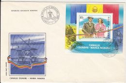 5272M- DANUBE- BLACK SEA NAVIGATION CANAL, NICOLAE CEAUSESCU, COVER FDC, 1985, ROMANIA - FDC