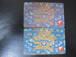 Definitive Issued Autelca Phonecard, Tapestries-dragon,used(two Different Color,dark Blue And Light Blue) - Hongkong