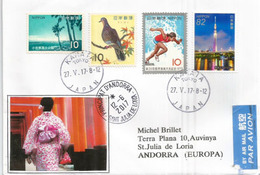 Belle Lettre De Kamata (Tokyo), Adressée ANDORRA, Avec Timbre à Date Arrivée - Storia Postale