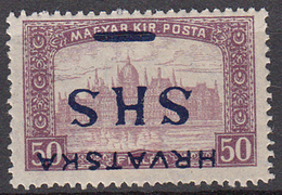 VP068 YUGOSLAVIA Inverted Overprint SHS HRVATSKA On MAGYAR KIR.POSTA Stamp MH* - Unused Stamps