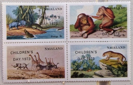 NAGALAND Children's Day 1973,singes, Crocodiles, Girafes, Leopard, Rhinoceros  ** MNH. Non Dentelé, Imperforate - Otros & Sin Clasificación