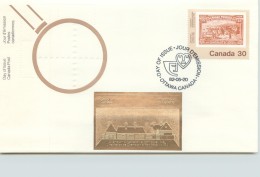 1982  Canada 82, Champlain's Departure, Stamp On Stamp  Sc 910 , With Gold Foil Add-on - 1981-1990