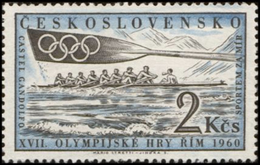 Czechoslovakia / Stamps (1960) 1124: XVII. Olympic Games 1960 Rome (rowing, Castel Gandolfo); Painter: Mario Stretti - Rowing