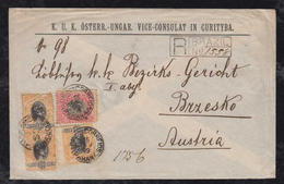 Brazil Brasil 1899 Registered Cover CURITIBA To BRZESKO Poland Austria From K.K Consulate - Covers & Documents