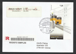 Portugal Lettre Recommandée Tram Ascenseur Du Lavra Lisbonne 2011 Registered Cover Elevator Tramway - Tramways