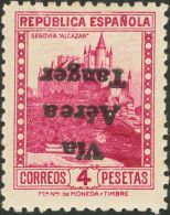 ** 139hi 1938. Tánger. 4 Pts Lila Rosa. SOBRECARGA INVERTIDA. MAGNIFICO Y RARO. (Edifil 2013: 150€) - Spanish Morocco