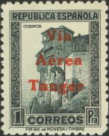 ** 138hcc 1938. Tánger. 1 Pts Pizarra. CAMBIO DE COLOR EN LA SOBRECARGA, En Rojo. MAGNIFICO. (Edifil 2013: 75&eur - Spanish Morocco