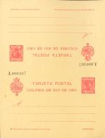 (*) EP4 1907. Rio De Oro. Entero Postal. 10 Cts + 10 Cts Rosa Sobre Tarjeta Entero Postal De Ida Y Vuelta. MAGNIFICA Y R - Rio De Oro