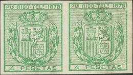 * 17/18s(2) 1878. Puerto Rico. Telégrafos. Serie Completa, En Pareja. SIN DENTAR. MAGNIFICA Y RARA. (Edifil 2017: - Puerto Rico