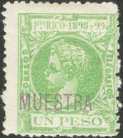 * 130/48M 1898. Puerto Rico. Serie Completa, A Falta Del 2 Pesos. MUESTRA. MAGNIFICA. (Edifil 2013: 570€) - Puerto Rico