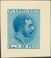 (*) 65P 1882. Puerto Rico. 5 Ctvos Azul. PRUEBA DE PUNZON. MAGNIFICA Y MUY RARA. - Puerto Rico