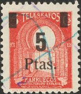 º 51 1945. Marruecos. Telégrafos. 5 Pts Sobre 5 Cts Rosa. MAGNIFICO. (Edifil 2017: 110€) - Spanish Morocco