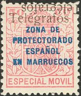 ** 41Ghhi 1937. Marruecos. Telégrafos. 50 Cts Rosa. SOBRECARGA TELEGRAFOS DOBLE (una Invertida). MAGNIFICO Y RARO - Spanish Morocco