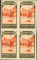 ** 200/16s(4) 1940. Marruecos. Serie Completa, Bloque De Cuatro. SIN DENTAR. MAGNIFICA Y RARISIMA. (Edifil 2017: 1760&eu - Spaans-Marokko