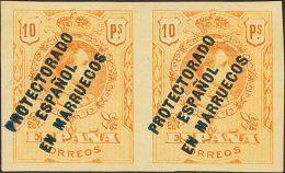 * 46s(2), 50/51s(2), 55s(2) 1915. Marruecos. 10 Cts Rojo, 30 Cts Verde, 40 Cts Rosa Y 10 Pts Naranja, En Parejas. SIN DE - Spanisch-Marokko