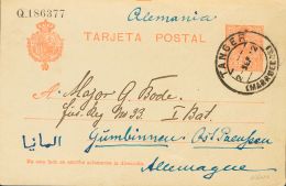 Sobre EP49 1912. Marruecos. Entero Postal. 10 Cts Naranja Sobre Tarjeta Entero Postal De TANGER A GUMBINNEN (ALEMANIA). - Maroc Espagnol