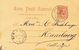 Sobre EP21 1891. Marruecos. 10 Cts Carmín Sobre Tarjeta Entero Postal De TANGER A HAMBURGO (ALEMANIA). Matasello - Spanisch-Marokko