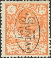 * 83hi 1911. Guinea. 4 Pts Naranja. SOBRECARGA INVERTIDA (Tipo I), En Negro. MAGNIFICO. (Edifil 2012: 74€) - Spaans-Guinea