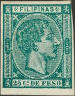 * 37s, 40s 1876. Filipinas. 10 Cts Azul (margen Inferior Justo) Y 20 Cts Verde. SIN DENTAR. MAGNIFICOS. (Edifil 2017: 13 - Philippinen