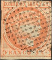 º 5 1855. Filipinas. 5 Cuartos Rojo (pequeño Puntito Claro En El Margen Superior). Matasello CIRCULO DE PUNT - Philipines