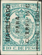 * 42he 1898. Fernando Poo. 15 Ctvos Sobre 10 Ctvos Verde. Variedad "HAEILITADO". MAGNIFICO Y MUY RARO. (Edifil 2012: 117 - Fernando Poo