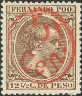 * 40G 1896. Fernando Poo. 5 Cts Sobre 12 ½ Ctvos Castaño. Excelente Centraje. MAGNIFICO. (Edifil 2017: 92& - Fernando Po