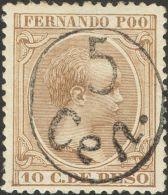 * 40F 1896. Fernando Poo. 5 Cts Sobre 10 Ctvos Castaño Amarillo. Bien Centrado. MAGNIFICO. (Edifil 2017: 275&euro - Fernando Poo