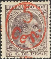 * 40C 1896. Fernando Poo. 5 Cts Sobre 6 Ctvos Violeta. MAGNIFICO. - Fernando Poo