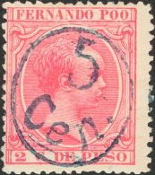 * 40A 1896. Fernando Poo. 5 Cts Sobre 2 Ctvos Rosa. BONITO. (Edifil 2017: 42€) - Fernando Poo