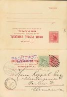 Sobre EP13 1895. Cuba. Entero Postal. 2 Ctvos + 2 Ctvos Carmín Sobre Tarjeta Entero Postal Franqueada A La Ida De - Kuba (1874-1898)