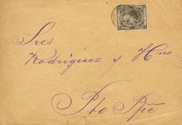 Sobre 42 (1877ca). Cuba. 50 Cts Negro. LA HABANA A PUERTO PRINCIPE. MAGNIFICA Y MUY RARO CIRCULADO EN CARTA. - Cuba (1874-1898)