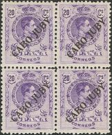 ** 21(4) 1922. Cabo Juby. 20 Cts Violeta, Bloque De Cuatro. Muy Bien Centrado. MAGNIFICO Y RARO. Cert. CEM. (Edifil 2012 - Cape Juby