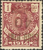 * 4Ahi 1916. Cabo Juby. 40 Cts Sobre 1 Pts Violeta. SOBRECARGA INVERTIDA. MAGNIFICO. (Edifil 2012: 150€) - Cabo Juby