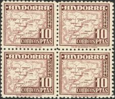 ** 45/58(4) 1948. Andorra. Serie Completa, Bloque De Cuatro. MAGNIFICA Y RARISIMA. (Edifil 2017: 840€) - Other & Unclassified