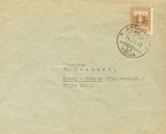 Sobre 43da 1943. Andorra. 10 Pts Castaño DENTADO 14. ANDORRA LA VIEJA A BOURG-MADAME (FRANCIA). Al Dorso Llegada. - Other & Unclassified