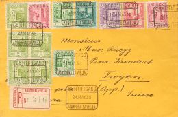 Sobre 15(5), 16/17(2), 18/20 1935. Andorra. 2 Cts Verde Oliva, Cinco Sellos, 5 Cts Lila, Dos Sellos, 10 Cts Verde, Dos S - Sonstige & Ohne Zuordnung