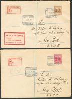 Sobre 15/27 1930. Andorra. Serie Completa Sobre Cinco Cartas Certificadas De ANDORRA LA VIEJA A NUEVA YORK (U.S.A.) (tod - Sonstige & Ohne Zuordnung