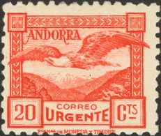 * 27dN 1931. Andorra. 20 Cts Rojo. NºA000.000. MAGNIFICO Y RARO. (Edifil 2013: 455€) - Andere & Zonder Classificatie