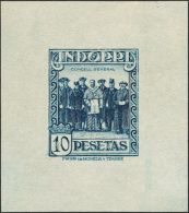 (*) 26P 1929. Andorra. 10 Pts Azul. PRUEBA DE PUNZON. MAGNIFICA Y MUY RARA. - Autres & Non Classés