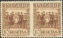 ** 26sph 1929. Andorra. 10 Pts Castaño, Pareja. SIN DENTAR ENTRE LOS SELLOS. MAGNIFICA Y RARA. (Edifil 2013: 775& - Other & Unclassified