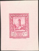 (*) 20P 1929. Andorra. 25 Cts Rosa. PRUEBA DE PUNZON. MAGNIFICA Y MUY RARA. - Altri & Non Classificati