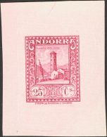 (*) 20P 1929. Andorra. 25 Cts Rosa. PRUEBA DE PUNZON. MAGNIFICA Y MUY RARA. - Sonstige & Ohne Zuordnung