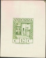 (*) 17P 1929. Andorra. 10 Cts Verde. PRUEBA DE PUNZON. MAGNIFICA Y MUY RARA. - Autres & Non Classés
