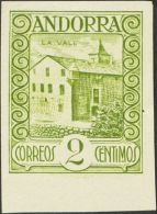 (*) 15sts 1929. Andorra. 2 Cts Verde Oliva, Borde De Hoja. SIN PIE DE IMPRENTA Y SIN DENTAR. MAGNIFICO Y RARO. (Edifil 2 - Autres & Non Classés